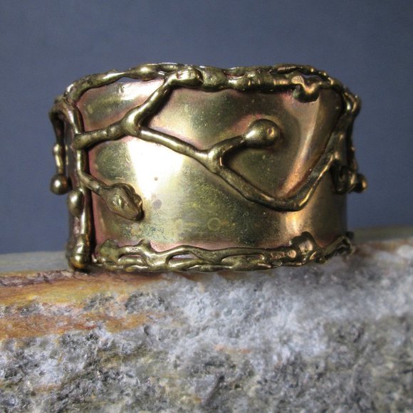 Molten Metal Bronze Bracelet Liquid Lightning Cuff - Picture 3 of 8